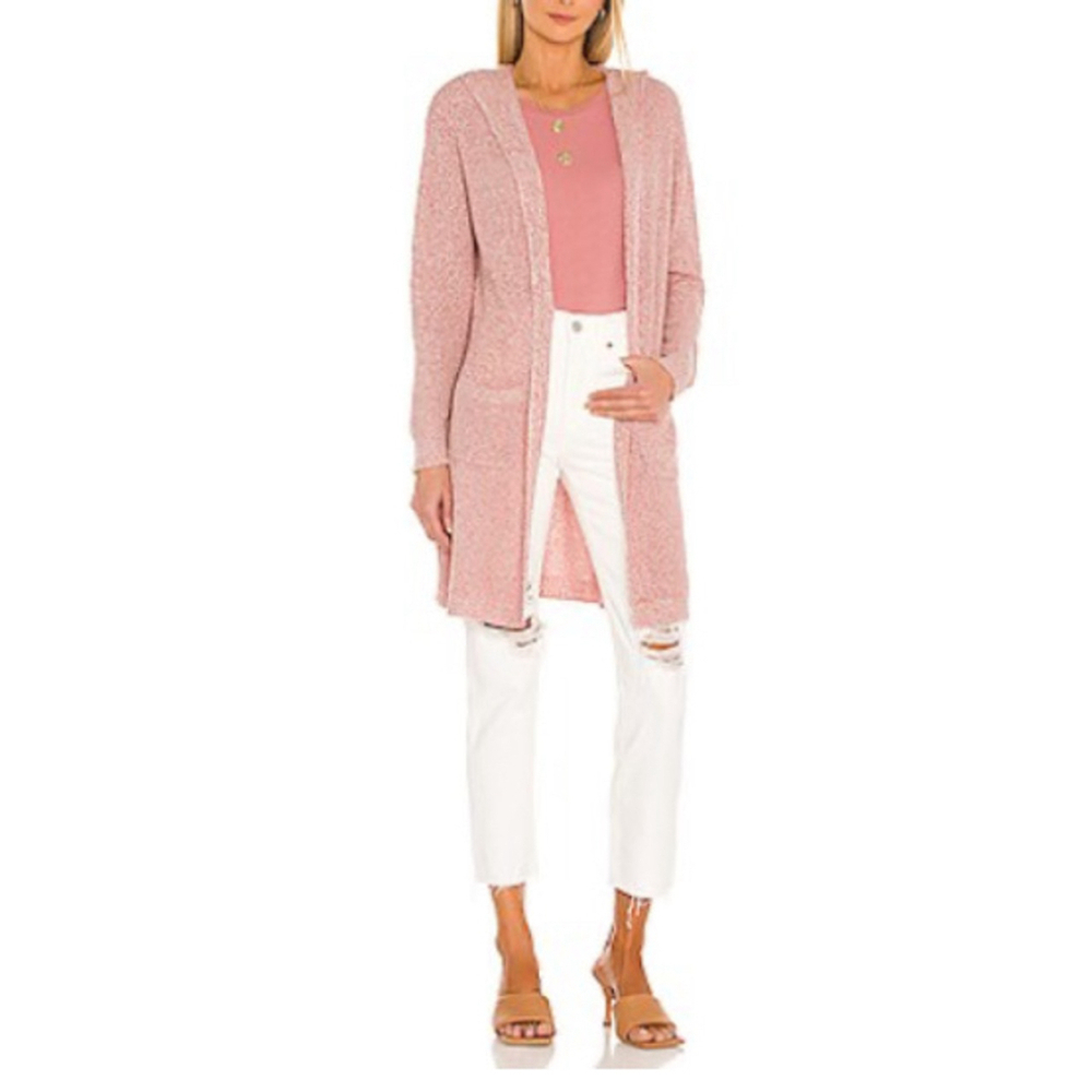 One Grey Day Linen Savvy Pink Knit Hooded Duster Size S, $295